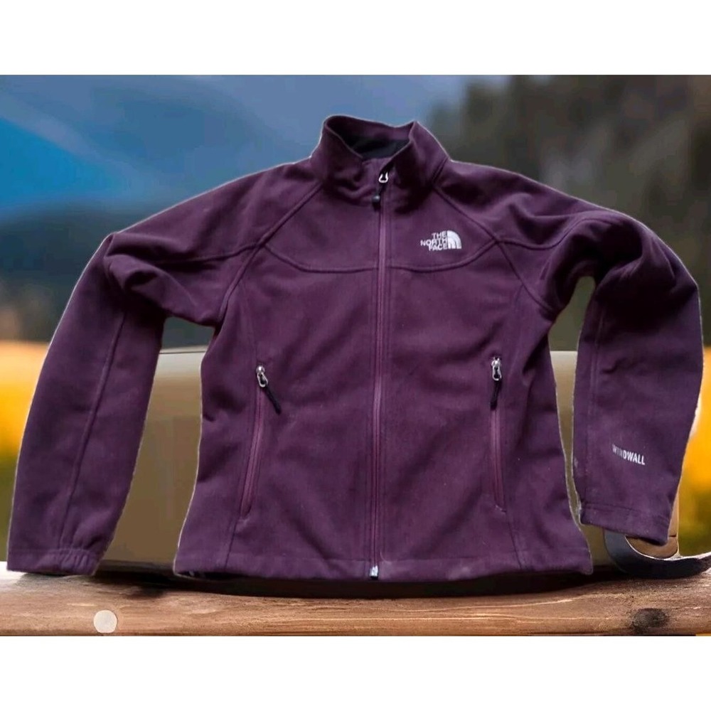 The North Face Windwall Jacket Womens‎ Small Purple Excellent Fleece Full Zip